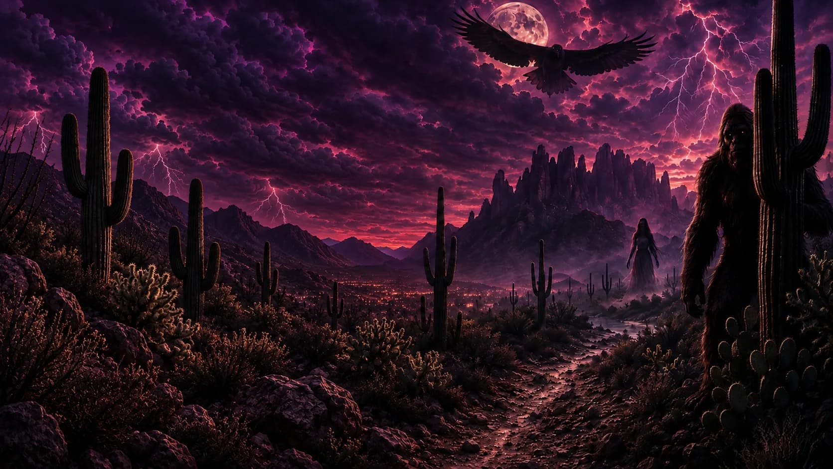 El Monstruo de Mogollón, un pájaro de trueno y La Llorona en el desierto de Sonora bajo las Montañas de la Superstición